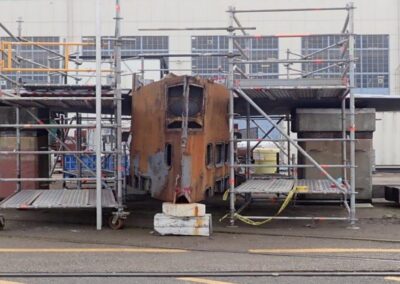 Lower portion of Sail Structure. Looking forward from the stern. Fairwater Planes still attached.