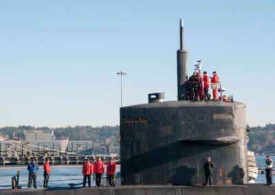 USS JACKSONVILLE Sail and Topside while mooring pierside in Bremerton WA